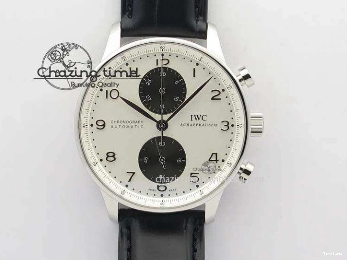 MIROTIME 0501 Portuguese Tourbillon IW5463 RG ZF Best Edition White Dial on Brown Leather Strap Stylish 7174
